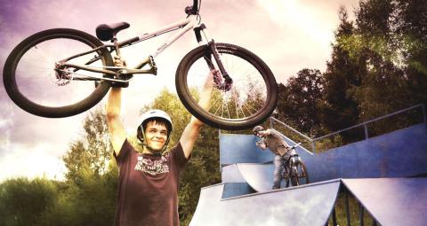 teenager with bike