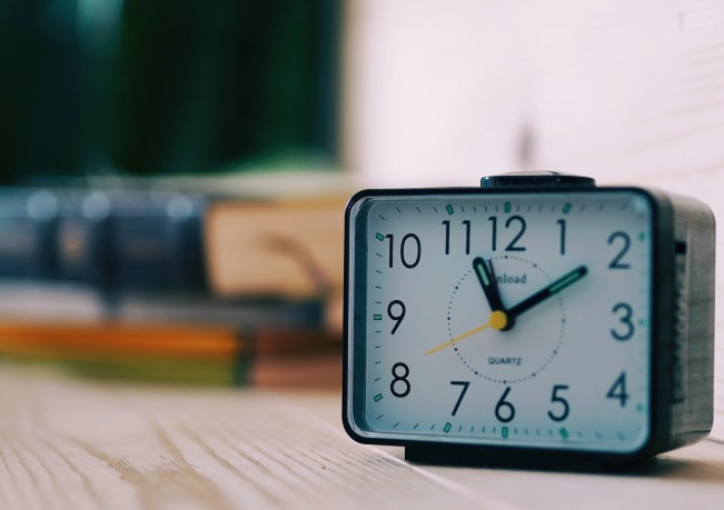 A clock on a table