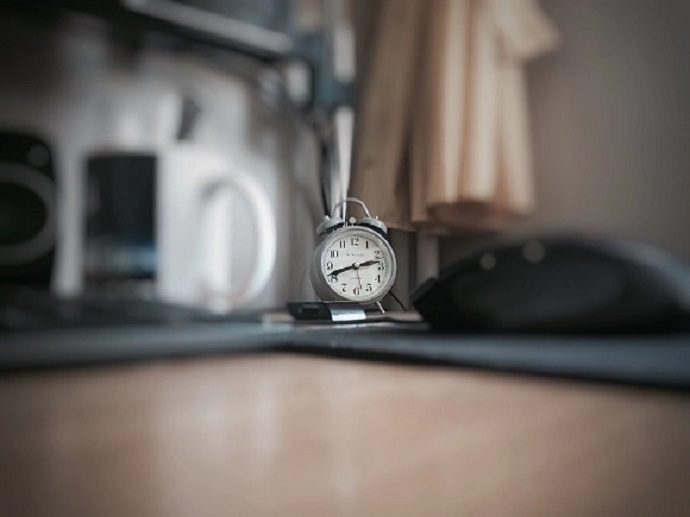 A clock on a table