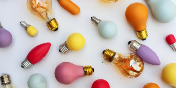 Image of colourful light bulbs