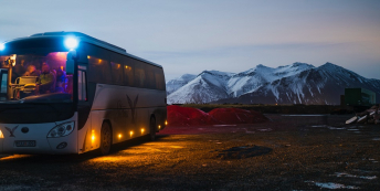 Bus and mountains
