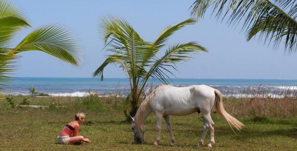 Natasha with one of her horses in Costa Rica