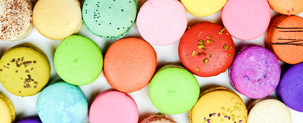 Image of different coloured macarons