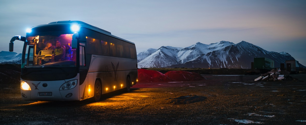 Bus and mountains